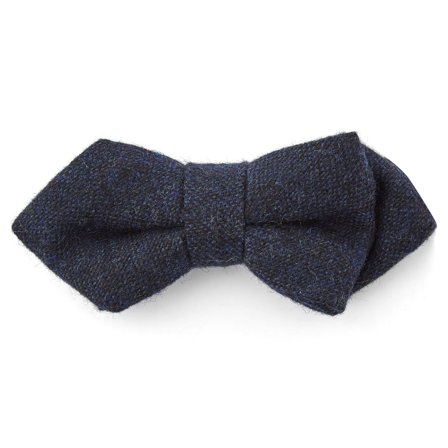 Navy Wool Pointy Pre-Tied Bow Tie for Men - Pre-tied bow ties