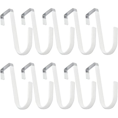 Pakke med 10 dørkroge, dørknager, ingen boreknager, J-formet hængende gave