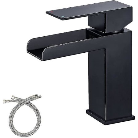 Badeværelses Vandfald Hane Sort Vask Enkel Hul Enkelt