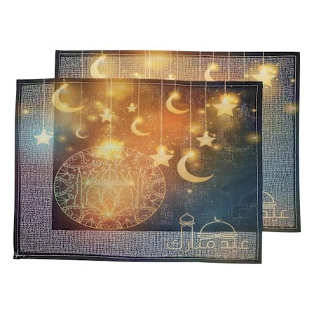 2 stk. Ramadan-bordskåner med kreativt tryk, isolerende bordmåtte, serviceunderlag (45 x 32,5 cm, 1)