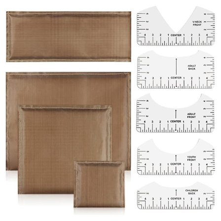 Värmepresskuddar 9 st i 1 set, 4 storlekar värmepressningsöverföringskudde och 5 st T-shirt linjalguide för vinyl-Perfet_tfrf