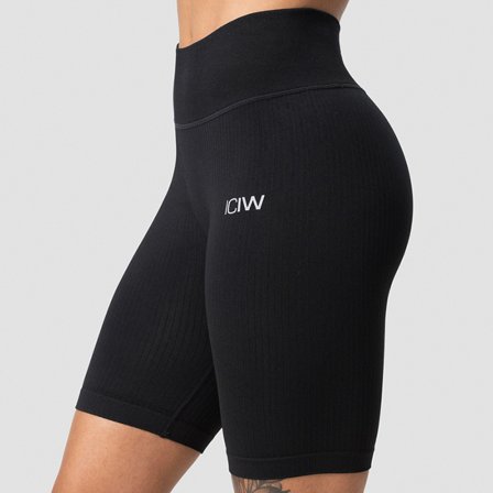 ICANIWILL Ribbed Define Seamless Biker Shorts, Black