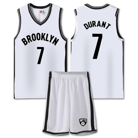 NBA basketdräkt BKN vit dräkt-nr. 7 Durant Children L/26 yards (140-150cm)