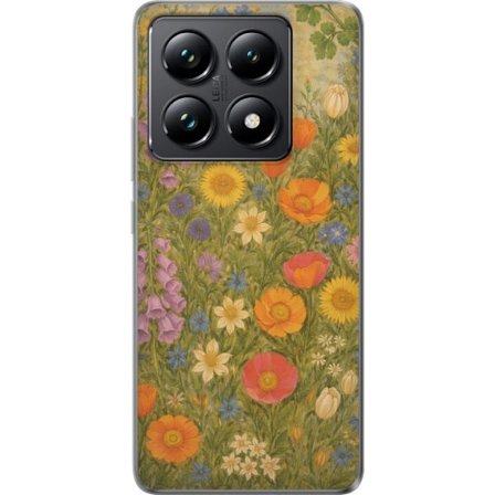 Kompatibelt Mobilskal till Xiaomi Xiaomi 14T Äng i full blom med vilda färger och nostalgisk känsla