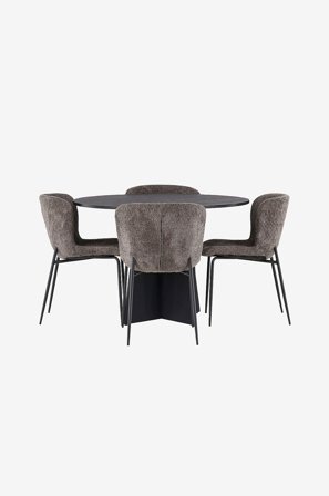 Venture Home - Matgrupp Bootcut med 4st matstolar Modesto - Svart - Matgrupper - Från Homeroom
