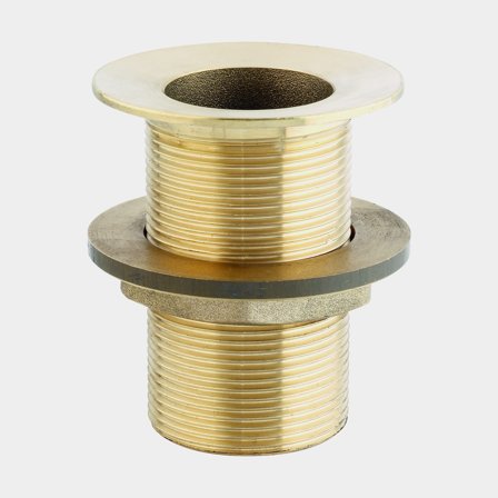 Threaded through-hull fitting Maestrini Through Hull Outlet with Reverse Inclined Head, brass, countersunk, 1/4" G (BSP)