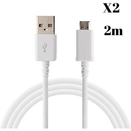 Laddningskabel - Phonillico - 2 Meter - Kompatibel med Samsung Galaxy - Micro USB - 2-pack