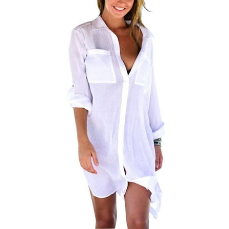 Kvinde Strandkjole Bikini Cover Up Strand Poncho Sommer Badetøj Strand Cover Up Shirt