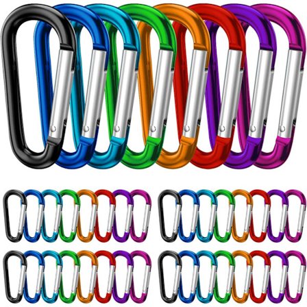 40 karabinhager, farverige, nøglering, 40 x 4 mm, karabinhage, lille karabinhage, sæt med karabinhager, til rygsæk, hundesnor, camping, fiskeri,