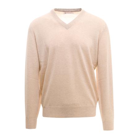 Brunello Cucinelli - Stickade Tröjor - Beige - Herr - Storlek: 4xl, Herr, Storlek: 4XL