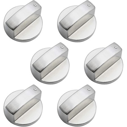 6 stk. Universal Metall Kontrollknapper Gasskomfyr Knott 6mm Universal Kontrollknapper Komfyr Knott for Gasskomfyr Kokeovn Platetopp [DM]