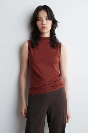 COS Women's Draped Turtleneck Tank Top in Red