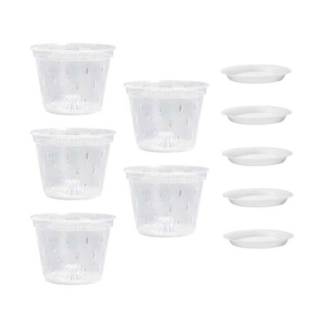 5 st Transparenta orkidékrukor rotkontroll Meshpot kruka orkidé