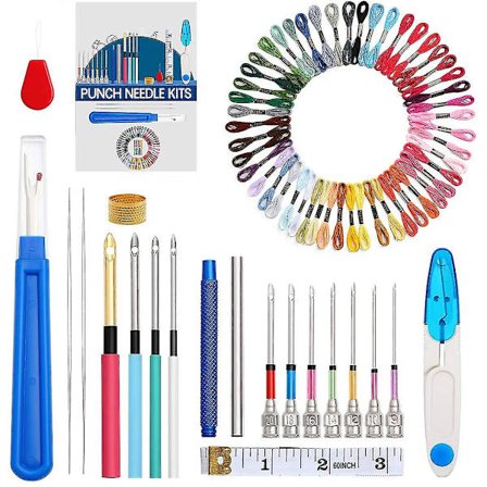 71 stk. punch nålesæt, broderisting pen kit punch nål håndværk værktøjssæt til broderi forsyninger tråd poking korssting begyndere