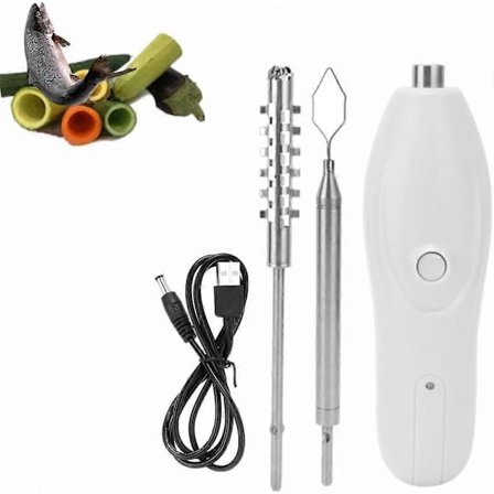 Elektrisk grønnsakskjernefjerner, elektrisk zucchini-kjernefjerner, skjellskrape i rustfritt stål, multifunksjonell skjellskrape for sjømat med 