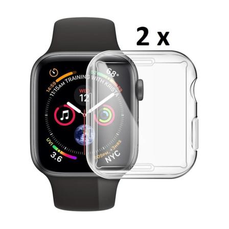 2-pack Heltäckande Skal Till Apple Watch 4/5/6/se Skärmskydd 44m Transparent