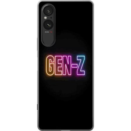 Kompatibel Mobilcover til Sony Sony Xperia 5 V Neontekst Gen Z i farverigt lys mod en mørk baggrund i moderne digital stil