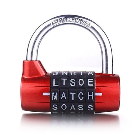 Kode Adgangskodelås 5 bogstavs kombinations hængelås RØD