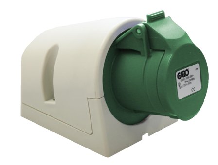 Garo UI 332-2 Q + RU Seinäpistorasia IP44, 4-napainen, 32A, Quick Vihreä, 2 h, Liitäntätulpat & kaapelit