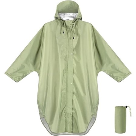 Vanntett Regnponcho Regnjakke med Hetter og Ermer, Lett & Vindtett Regnklær Regnjakke