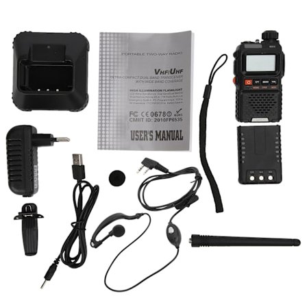 Bärbara Walkie Talkies Set Handheld LCD Display Walky Talky med Hörlurar 100‐240V Svart EU-kontakt 100‐240V