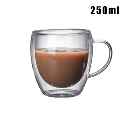 Dubbelskiktsglas Värmebeständigt bältehandtag Glas Kontorskopp Glas Kaffekopp Hållbar och säker