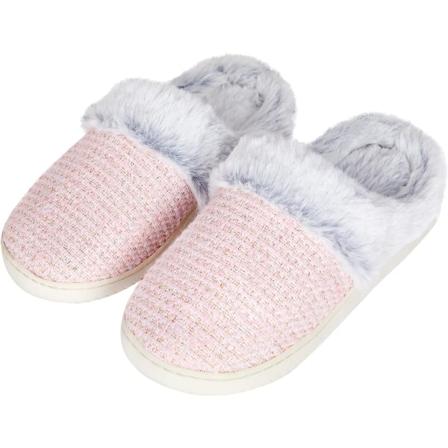 Fuzzy Knitted Home Tofflor för kvinnor Flickor Glittrande Anti-Slip Mysigt Minne