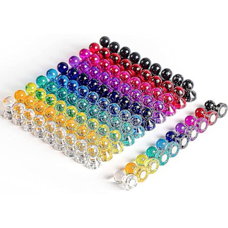 100 stk trykknappmagneter, kjøleskapmagneter med 10 assorterte farger, flerbruks små runde magneter for kjøleskap, whiteboard, tavle
