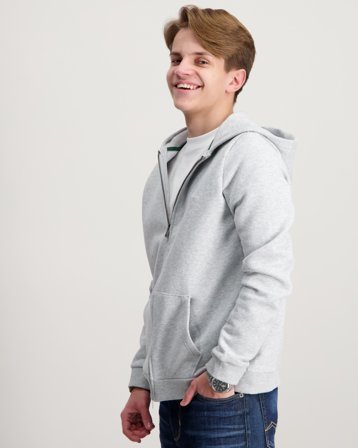 Lacoste LCB CORE FLEECE FULL ZIP HOODI Grå Hoodies/Hættetrøjer Dreng - Kids Brand Store