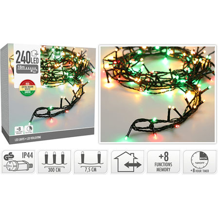 KI Lyslenke Outdoor 240Led 3Farger String Ip44