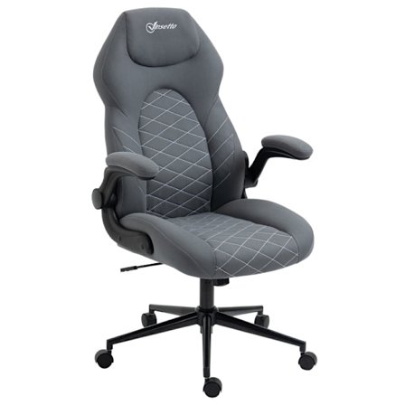 Rootz Vinsetto Kontorstol - Ergonomisk skrivebordsstol - Justerbar computerstol - Vippefunktion - Sammenfoldelige armlæn - Mikrofiberstof - 65,5 cm x