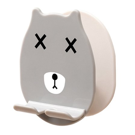 Kreativ Vægmonteret Telefonholder Punch Free Desktop Stand til iOS Tablet Grå Hvid