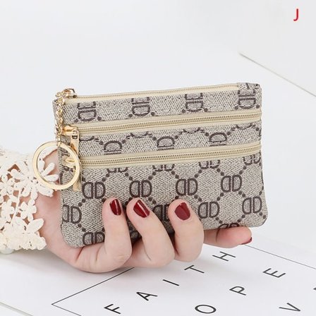 PU Læder Dame Zipper Coin Wallet Nøglering Kort Kontanter Holde J