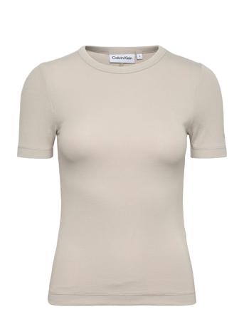 Modal Rib Crew Neck Tee T-shirts & Tops Short-sleeved Grå Calvin Klein*Betinget Tilbud