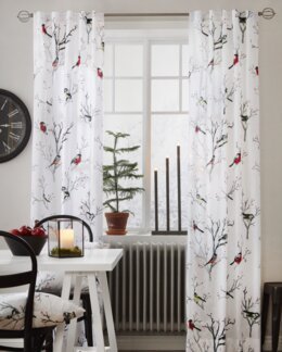 Julgardiner Vinterfåglar 2-pack Vit - 95x240 cm, fåll nertill - Linea