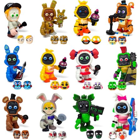 12 kpl Pelin Five Night at Freddys inspiroimia leluja | Minihahmot naamioilla | FNAF-toimintahahmo [Rockstar Bonnie, Montgomery Gator, jne.]