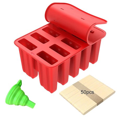 10-koloinen pehmeä silikoninen kotitekoinen mehujäämuotti DIY-muotti puutikuilla