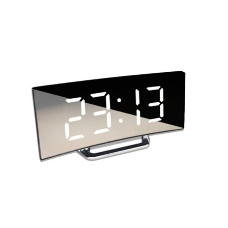 Spejl Overflade Vækkeur, LED Digitalure Med USB Temperatur Sensor Og Anti-Forstyrrende Nat Tilstand, Batteri Besparende Funktion Til Alsidig Brug