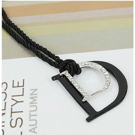 Svart Rep Kedja Dubbel D Långt halsband