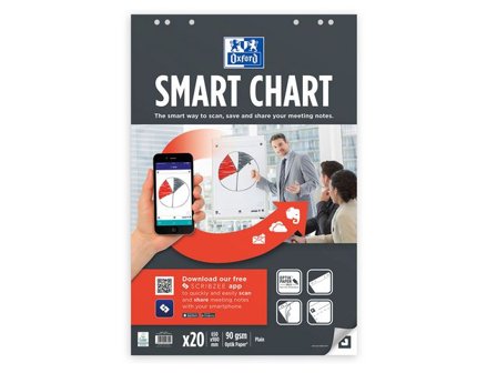 OXFORD Blädderblock SmartChart, 20 ark, 90 g/m², 6 hål, 650 x 980 mm, vitt - Lyreco - Kontorsmöbler och inredning - Blädderblock och ställ - 