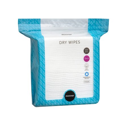 Mininor Dry Wipes tørservietter 200 stk., Medicin & Pleje, Badetid, Vådservietter