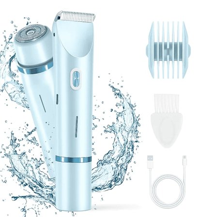 Elektrisk barberhøvel for kvinner, bikinibarberhøvel, egnet for ben- og kroppshår, våt og tørr bruk, blå