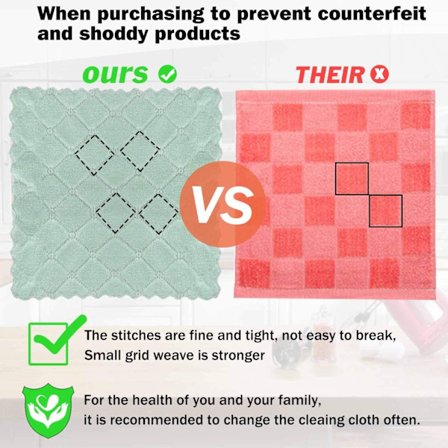 9-pakning dobbeltsidige mikrofiber rengjøringskluter, lofri, svært absorberende, flerbruks rengjøringskluter for kjøkken og bil