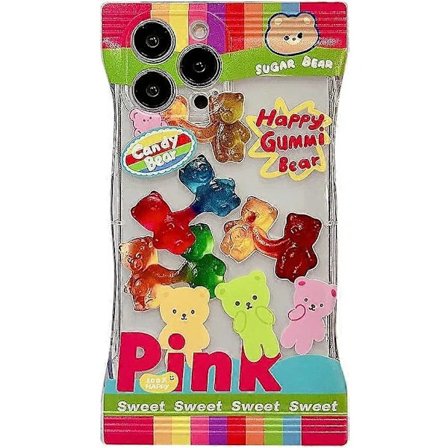 (pow yeah!) Snackpose Teddybjørn Mobilcover Kompatibelt med iPhone 13 Pro Cover Linsebeskyttelse Sødt Slikpose Cover Blødt TPU Transparent Cover