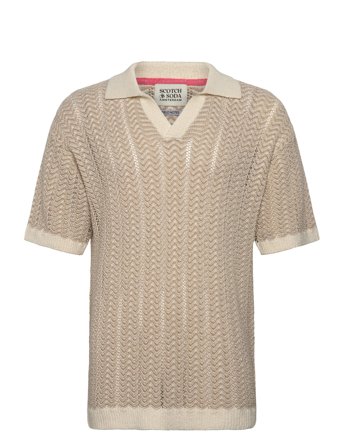 Scotch & Soda | Open Structured Knitted V-Neck Polo | XL