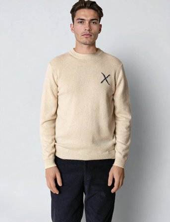 Clean Cut Copenhagen Stone Knit - Cream - XL