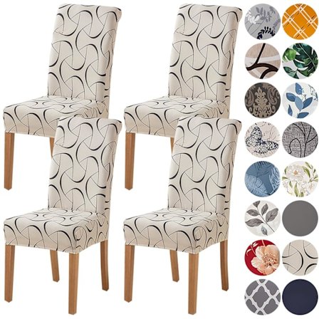 Stolebetræk Slipcovers 4/6 stk. Strækbar Aftagelig Vaskbar Kort Spisestuestol Beskyttelsesbetræk Sæde til Hotel, Spisestue, Ceremoni (Vilkaarligt, 4 