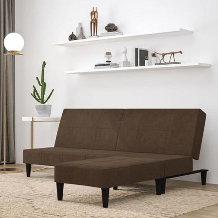 Vidaxl Bäddsoffa Med Pall 2-sits Brun Mikrofibertyg Brun