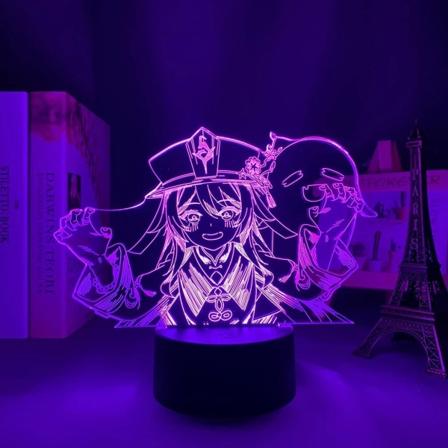 Genshin Impact Hu Tao lampa Spel Ljus 3D LED Nattlampor 16