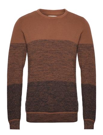 Pullover Strikkegenser M. Rund Krage Brun Blend*Betinget Tilbud